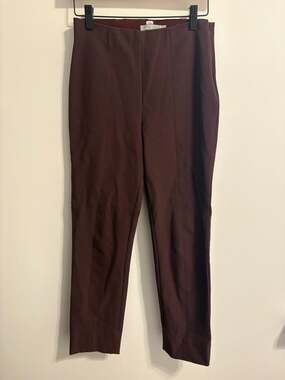 Vince Women's Stitch Front Seam Pull-On High-Rise Tapered Leg Pants in Merlot